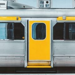 Suburban train on the platform